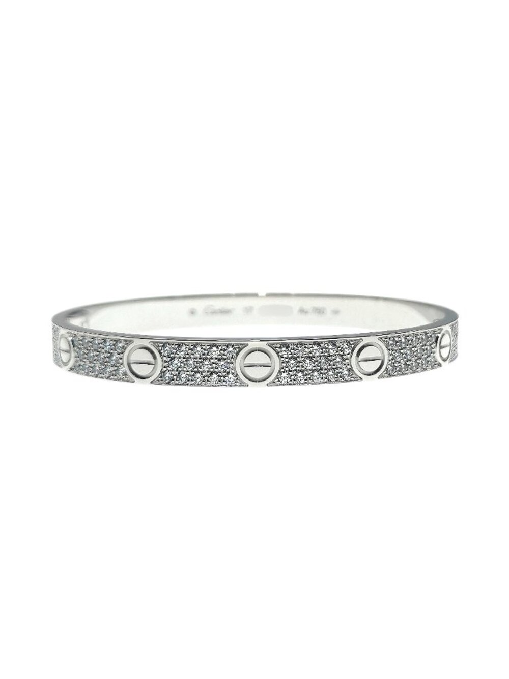 Cartier Love Bracelet Pave Diamond 18K White Gold Size 17 New Model